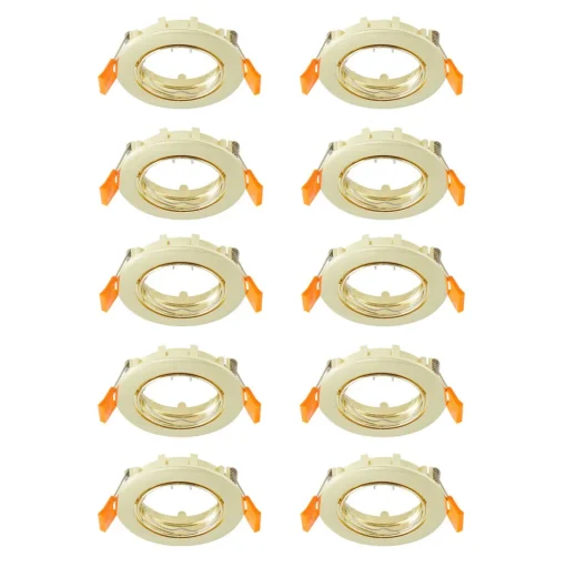 Prios plafond inbouwlamp Fibur, goud, zink, Ø 8,2 cm, 10 stuks