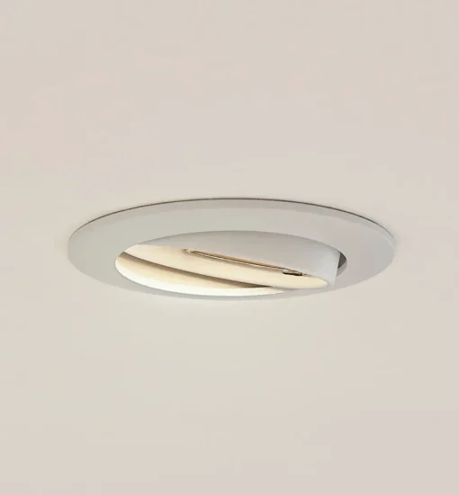 Prios plafond inbouwlamp Fibur, wit, aluminium, Ø 8,2 cm