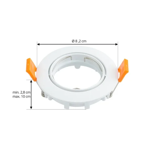 Prios plafond inbouwlamp Fibur, wit, aluminium, Ø 8,2 cm