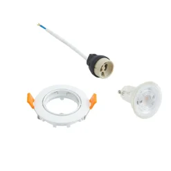 Prios plafond inbouwlamp Fibur, wit, aluminium, Ø 8,2 cm