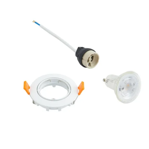 Prios plafond inbouwlamp Fibur, wit, aluminium, Ø 8,2 cm