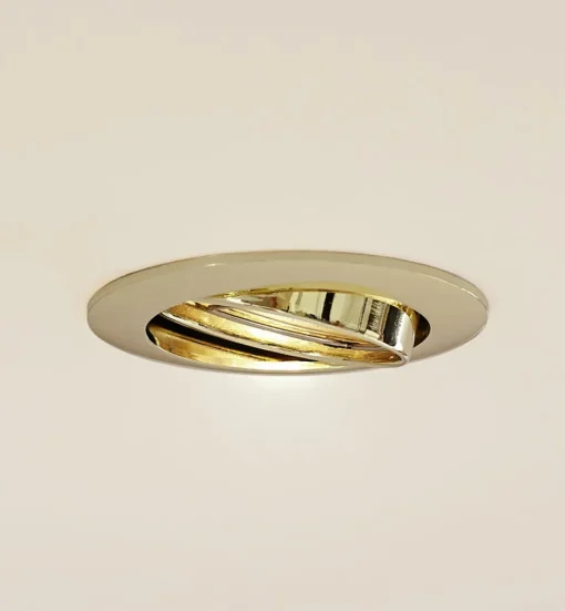 Prios plafond inbouwlamp Fibur, goud, aluminium, Ø 8,2 cm