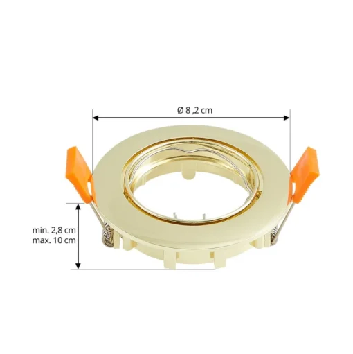 Prios plafond inbouwlamp Fibur, goud, aluminium, Ø 8,2 cm
