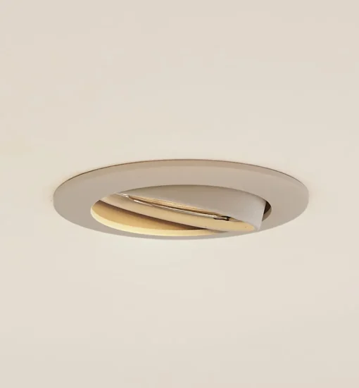Prios plafond inbouwlamp Fibur, beige, aluminium, Ø 8,2 cm