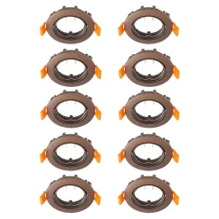 Prios plafond inbouwlamp Fibur, brons, zink, Ø 8.2cm, 10 stuks