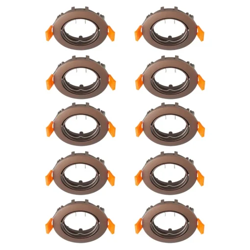 Prios plafond inbouwlamp Fibur, brons, zink, Ø 8.2cm, 10 stuks
