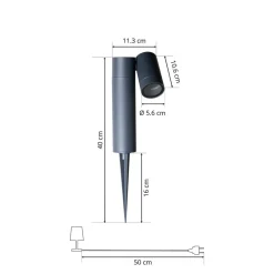 Prios prikspot Tulimar, hoogte 40 cm, antraciet, aluminium