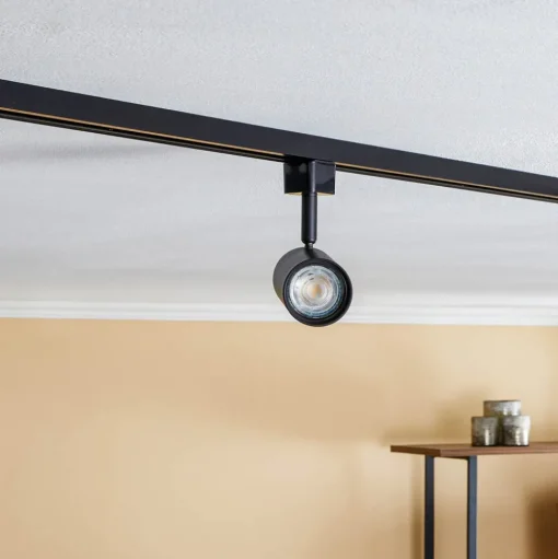 Prios railspot Jorell, zwart, 1-lamp, GU10, metaal