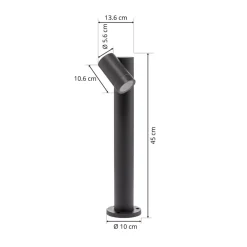 Prios Tulimar sokkellamp, 45cm, antraciet 1-lamp, metaal