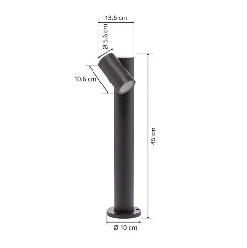 Prios Tulimar sokkellamp, 45cm, antraciet 1-lamp, metaal
