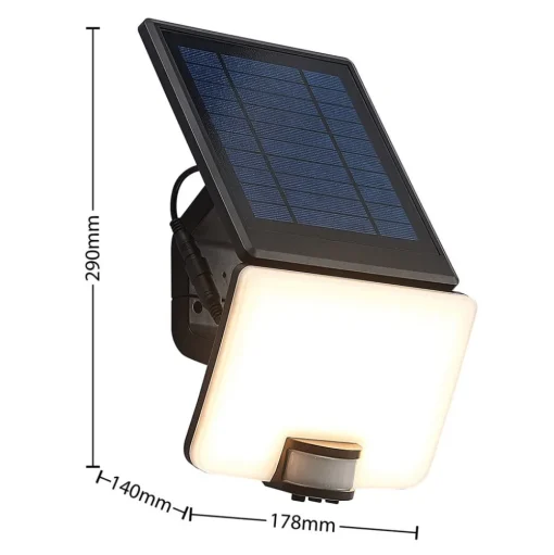 Prios Yahir LED wandspot op zonne-energie sensor