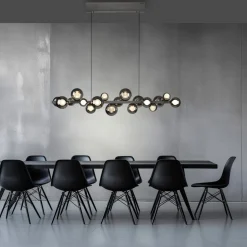 PURE LED hanglamp E-Popup, grijs, glas/metaal CCT 18-lichts.