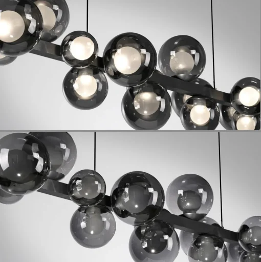 PURE LED hanglamp E-Popup, grijs, glas/metaal CCT 18-lichts.