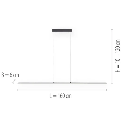 PURE LED hanglamp Lite, antraciet, 160 cm, CCT, dimbaar