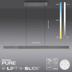 PURE LED hanglamp Moto-Rise, grijs, aluminium, CCT