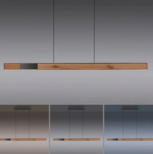 PURE LED hanglamp Moto-Rise, houtkleurig, aluminium, CCT