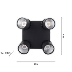 Pure Nola LED plafondlamp 4-lamps zwart