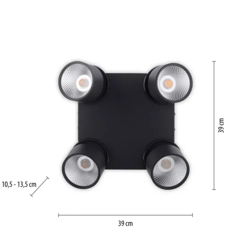 Pure Nola LED plafondlamp 4-lamps zwart