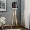 Quitani driepoot vloerlamp Jata, houtchintz, zwart