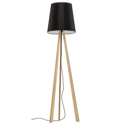 Quitani driepoot vloerlamp Jata, houtchintz, zwart
