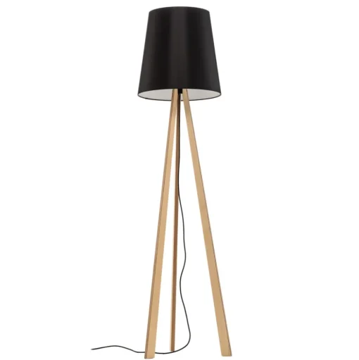 Quitani driepoot vloerlamp Jata, houtchintz, zwart