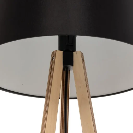 Quitani driepoot vloerlamp Jata, houtchintz, zwart