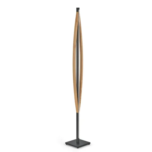 Quitani LED vloerlamp Kiera, eiken/zwart mat