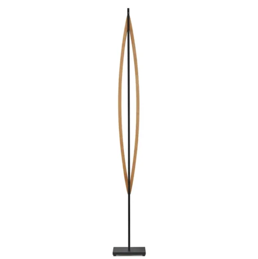 Quitani LED vloerlamp Kiera, eiken/zwart mat