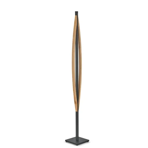 Quitani LED vloerlamp Kiera, eiken/zwart mat
