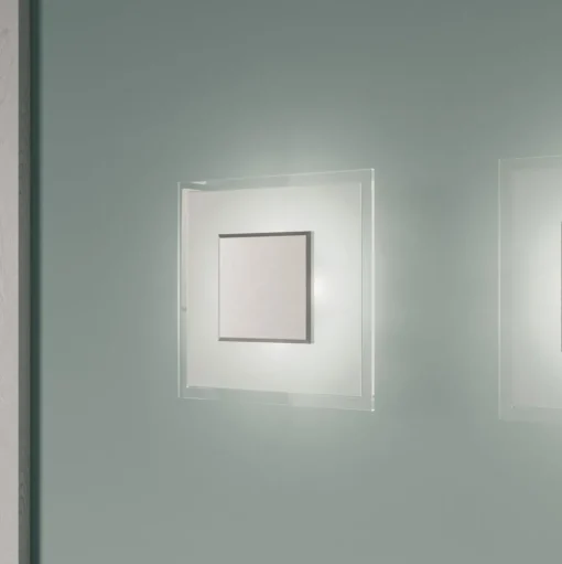 Quitani LED wandlamp Lole, glas, mat aluminium, 25 x 25 cm