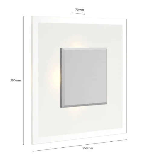 Quitani LED wandlamp Lole, glas, mat aluminium, 25 x 25 cm