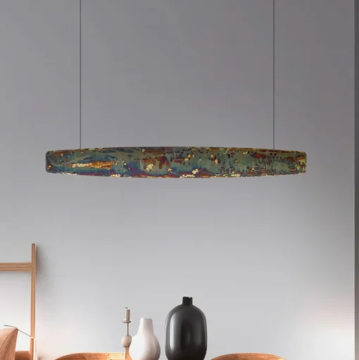 Quitani Persida hanglamp, 98 cm, slagmetaal, goud