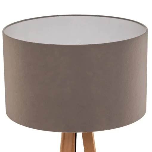Quitani vloerlamp Arim, beuken, grijs vilt, driepoot