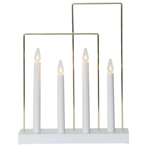 Raam kandelaar Glossy, frame, 4-lamps, wit