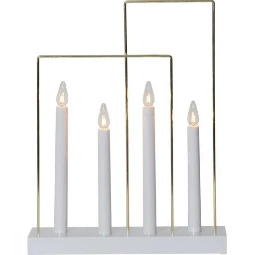 Raam kandelaar Glossy, frame, 4-lamps, wit