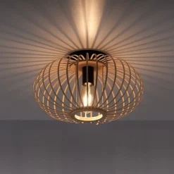 Racoon plafondlamp gemaakt van hout, dunne stutten, Ø 40cm