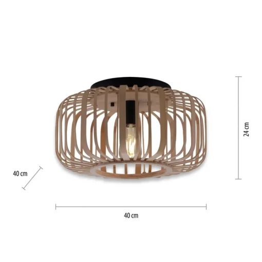 Racoon plafondlamp van hout, dikke stutten, Ø 42cm