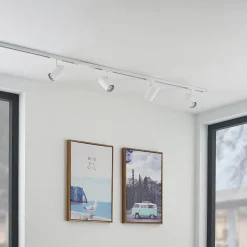 Railsystem Linaro, GU10, 4-lamps, wit, Ø 6 cm