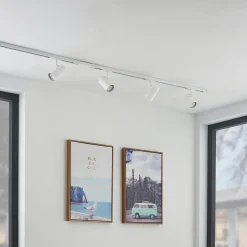 Railsystem Linaro, GU10, 4-lamps, wit, Ø 6 cm