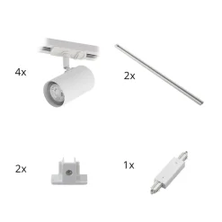 Railsystem Linaro, GU10, 4-lamps, wit, Ø 6 cm