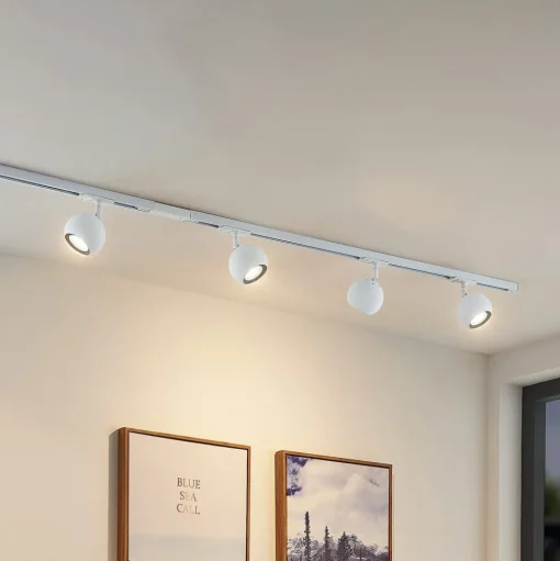 Railsystem Linaro, GU10, 4-lamps, wit, Ø 9 cm
