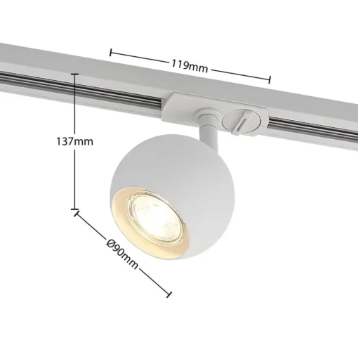 Railsystem Linaro, GU10, 4-lamps, wit, Ø 9 cm