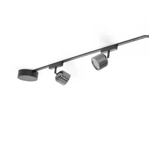 Railsystem 48V Lumaro spots 7-lamps zwart Ø8cm dimbaar