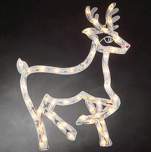 Rendier raamsilhouet binnen met 50 LED lampjes