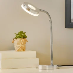 Rennes LED tafellamp, chroomkleurig, hoogte 40 cm