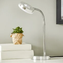 Rennes LED tafellamp, chroomkleurig, hoogte 40 cm