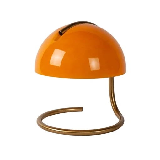 Retro-tafellamp Cato met melkglazen kap oranje