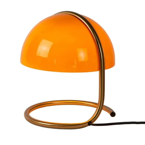 Retro-tafellamp Cato met melkglazen kap oranje