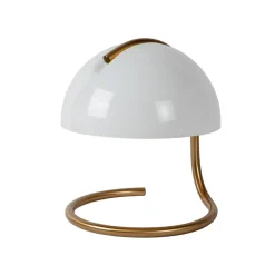 Retro-tafellamp Cato met melkglazen kap, wit