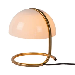 Retro-tafellamp Cato met melkglazen kap, wit